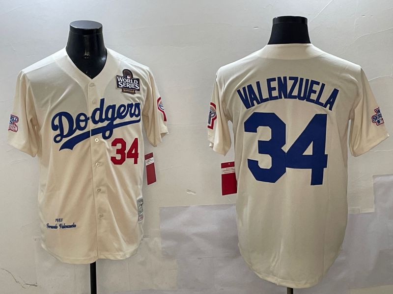 Men Los Angeles Dodgers #34 Valenzuela Cream Throwback Game 2025 Nike MLB Jersey style 3132->los angeles dodgers->MLB Jersey